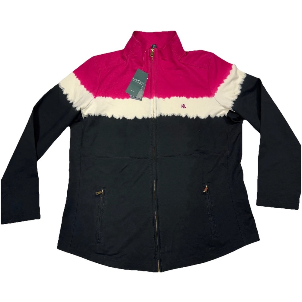 Lauren Ralph Lauren Jacket Womens 1X Plus Cotton Blend Full Zip Running Jacket